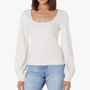 The Drop Lucy's Whims Ivory Ribbed Square Neck Top XS NWT Coquette Soft Girl